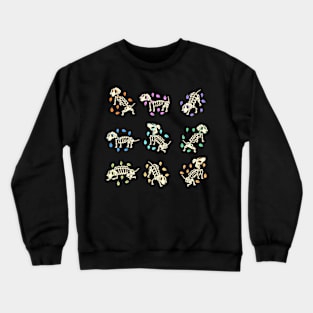 Colorful wiener dog Skeleton Day of the Dead Candy Skeleton Pack Crewneck Sweatshirt